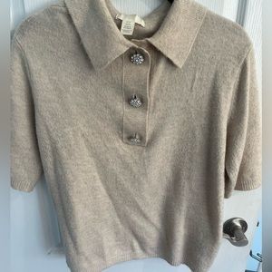 H&M jewelled button detail knit polo